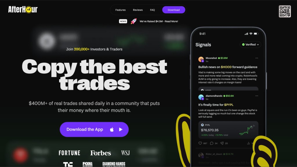 AfterHour 官网：Copy the best trades，Verified Signals 手机流