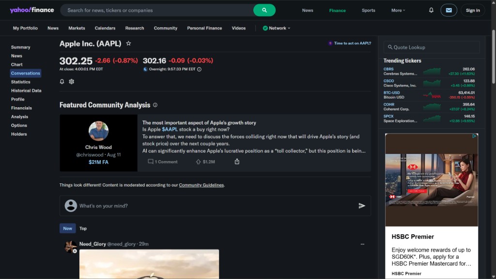Yahoo Finance AAPL Conversations：精选社区分析